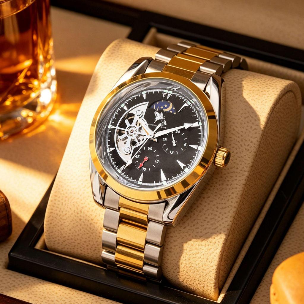 Orologio Meccanico Scheletrico Duca di Lorena: Multifunzione, Luminoso, Impermeabile, Casual Business Cinturino in Acciaio