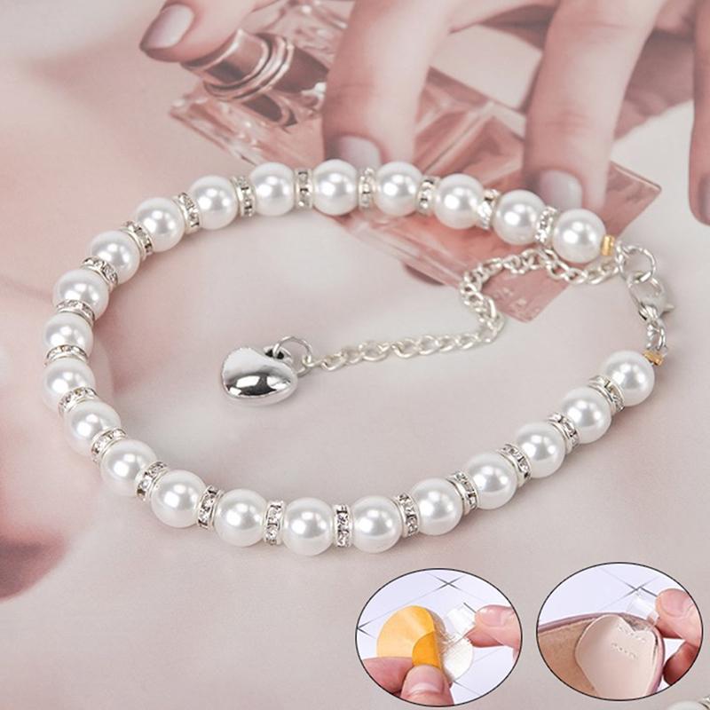 1 par damsnören för höga klackar Pärlklackar Band Skobälte Ankelfäste Lös Anti-halk Knytband Band Skodekoration