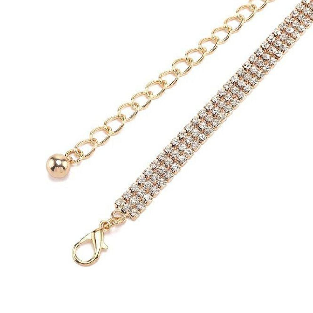 Adjustable Zircon Inlaid Waist Belt Bling Crystal Waist Chain Sweet Rhinestone Waistband  Party