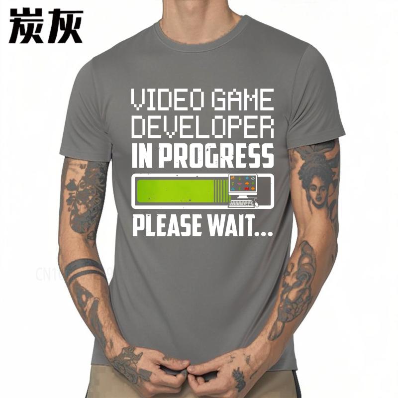 Big size summer For him tshirt Video Game Developer In Progress Please Wait Short Sleeve Relaxed Fit Crew Neck tops