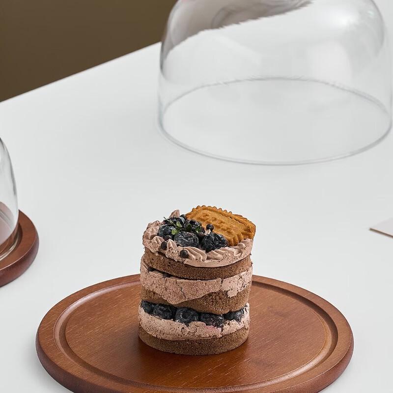 Abay Wooden Cake Stand with Glass Dome