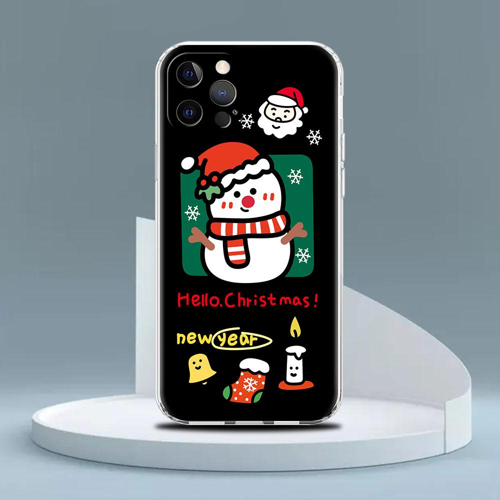 Snowman Christmas Cute Clear Case For Apple iPhone 13 11 14 12 Pro 7 8 Plus XR X XS Max 6 6S 13Pro Silicone Phone Cover