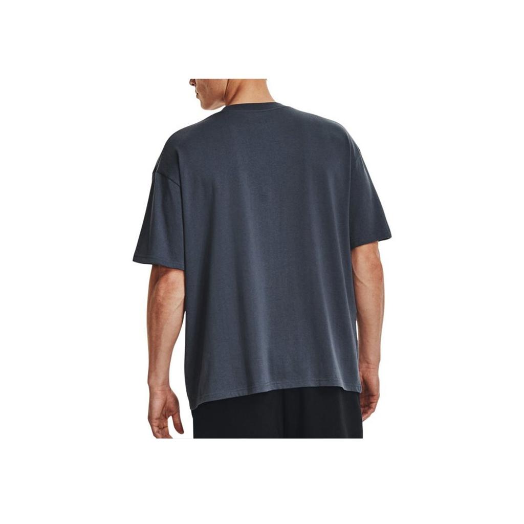 Under Armour Loose Fit Letter Print Sports T-Shirt Men Tops Gray 1379558-044