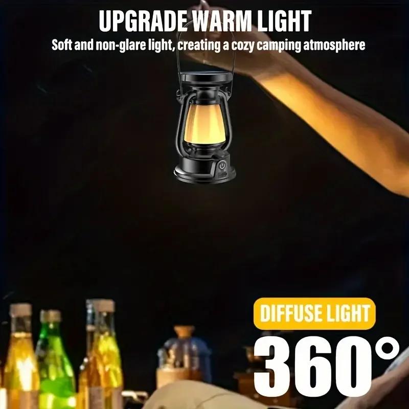 Cozy Retro Horse Charging Atmosphere Light Rechargeable Portable Lantern LED Decorative Lamp for Home/Desk/Bar & Outdoor Camping