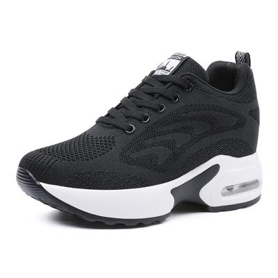 34-42 Women's Oversized Air Cushioned Fly Woven Sports and Leisure Shoes Thick Soled Height Increasing Women's Shoes