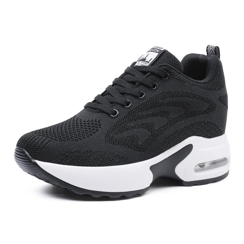 

34-42 Женские кроссовки оверсайз с воздушной амортизацией, из тканого материала, для спорта и отдыха, на толстой подошве, увеличивающие рост 42 чёрный