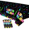 Neon Glow Birthday Party Decorations Tablecloth, 3Pcs Disposable Glow In The Dark Party Tablecover Supplies, Neon Graffiti Theme Party Decorations