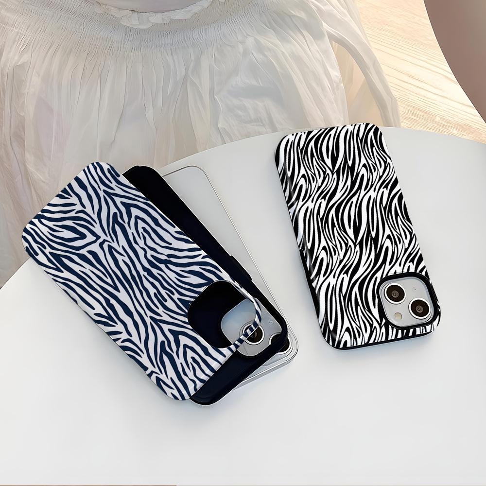 Amazon Hot-selling Zebra Pattern iPhone16 Mobile Phone Case Magnetic Suction Film Two-in-one Apple 17 Matte Anti-collision Case