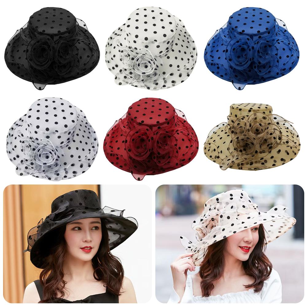 Fascinators Grote Wijde Rand Bruiloft Thee Feest Bruiloft Hoed UV Bescherming Ademend Zonnehoed Strandhoed Buiten