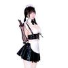 Maid Cosplay Sexy PU Leather Moe Demon Charming Cute Cute Bold Moe Lingerie Bodycon Enamel Costume Black Collar Bow Tie Tops Underwear Apron Mini