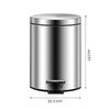 Stainless Steel Step Trash Can Kitchen Bathroom Silent Pedal Bin Round Lid
