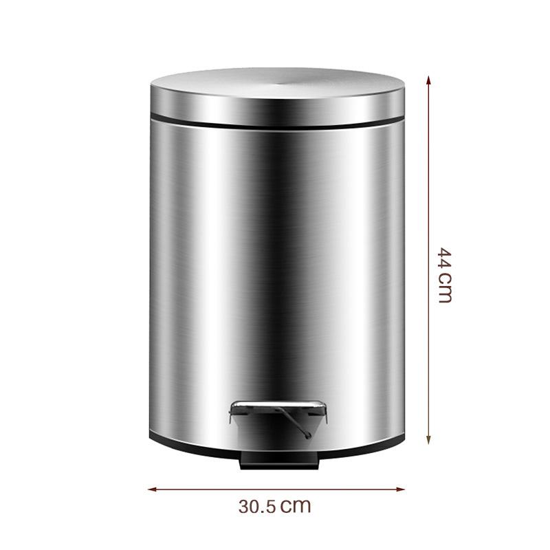 Stainless Steel Step Trash Can Kitchen Bathroom Silent Pedal Bin Round Lid