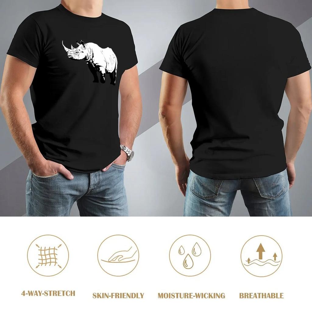 Black Rhino T-Shirt Vintage T Shirts Graphic Tee Shirt Fitted T Shirts For Men