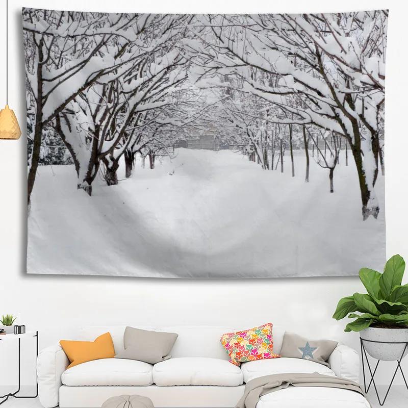 Hot Sale Custom High Quality Snow Wall Hanging Hd Landscape 3D Printing Digital Printing Home Decoration Tapestry