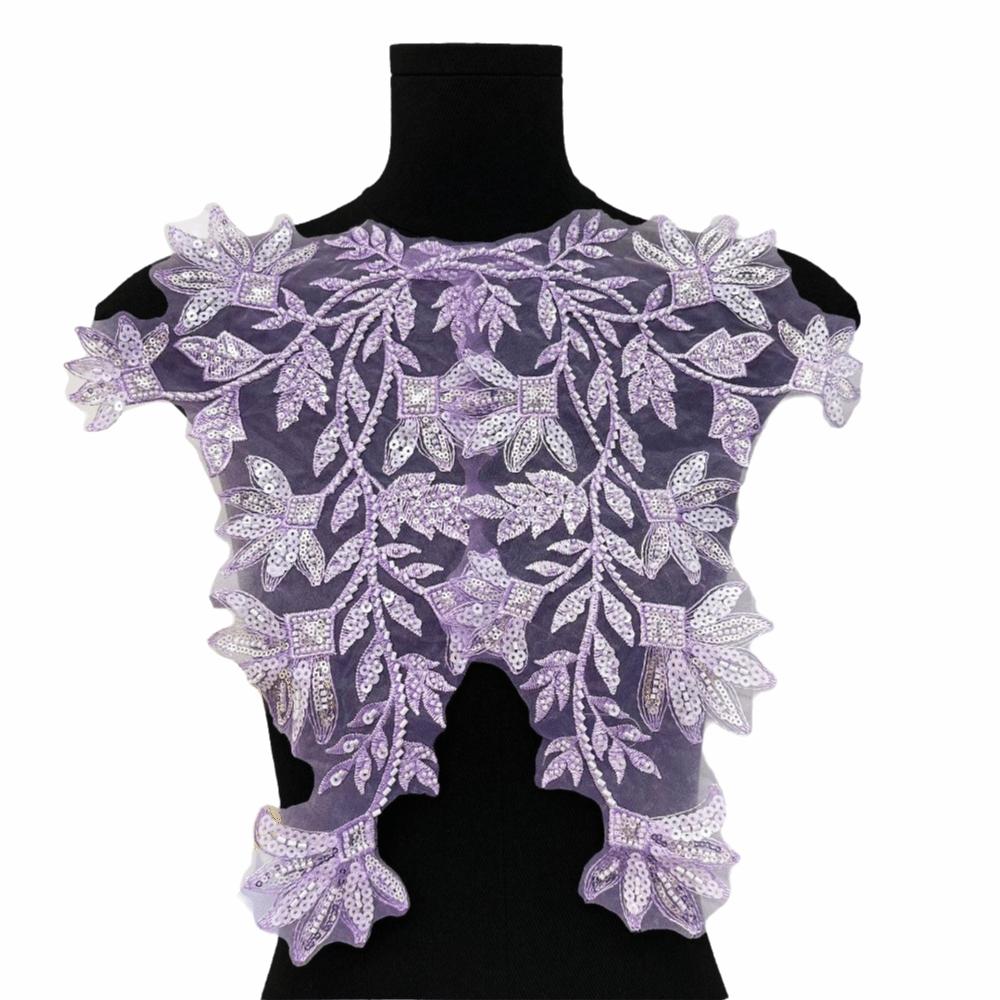 

Multi-Color 3D Nail Beads Delicate Mesh Embroidered Sequins Floral Applique High-End Fabric Floral Collars DIY Accessories