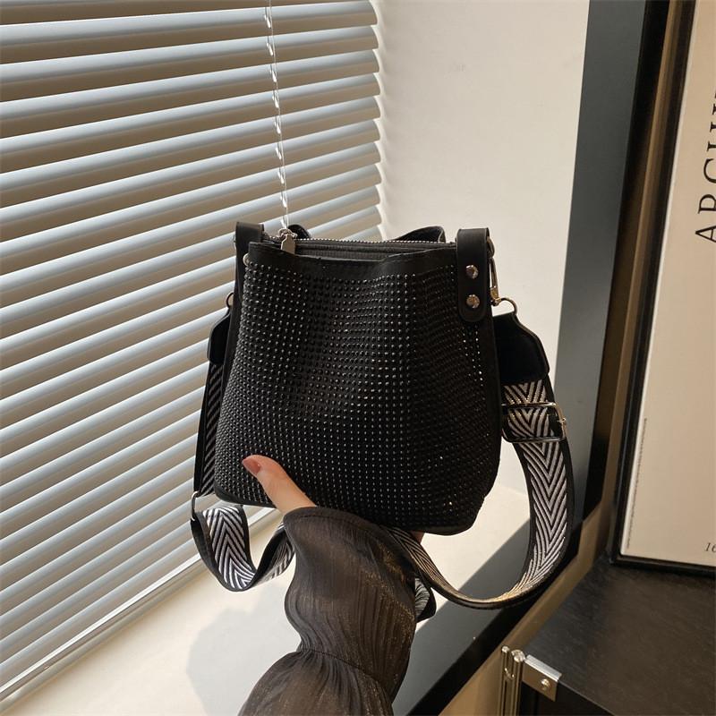 Elegant And Unique Bucket Bag Chic Design With Rhinestones For Fashion Forward Individuals In Black