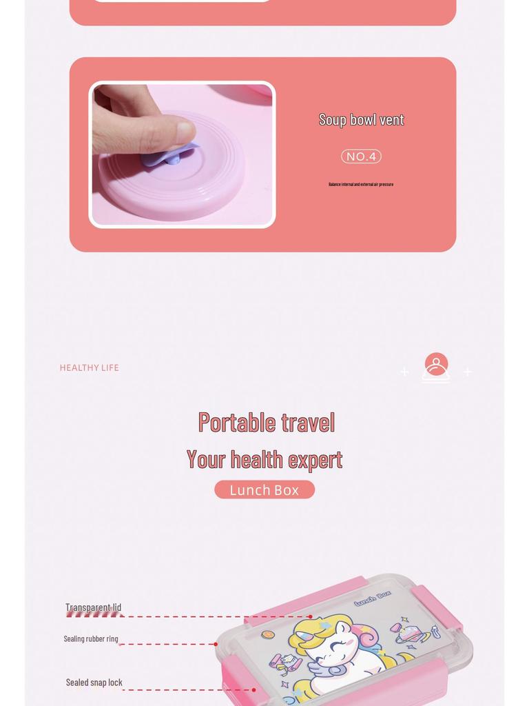 Creative Cartoon Portable Insulated Bento Lunch Box for Students - Reusable and Compartmentalized, 304 Stainless Steel.