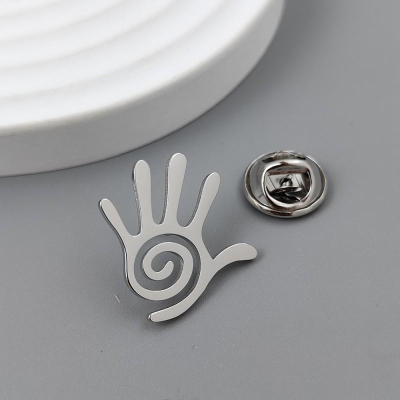 European American Palm Brooch Cufflinks With Creative Design Sense Three-dimensional Niche Temperament Light Luxury High-end Accessories 14k