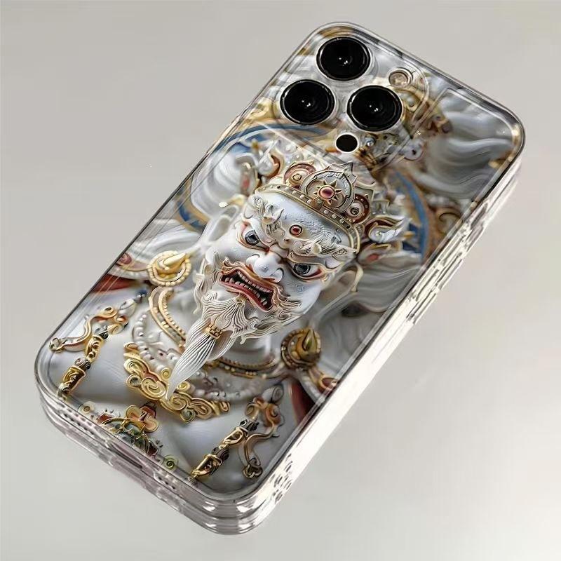 AH Guochao God of Wealth applies to Apple 15 mobile phone case 12promax transparent iPhone8Plus silicone 11/13/7