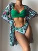 Women's Bikini Floral Sexy Quick-drying Swimsuit 3-piece Set