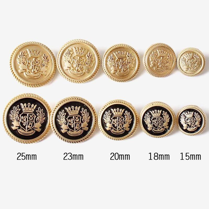 10PCS Vintage British Wheat Crown Uniform Metal Buttons For Clothing Simple Decorative Buttons