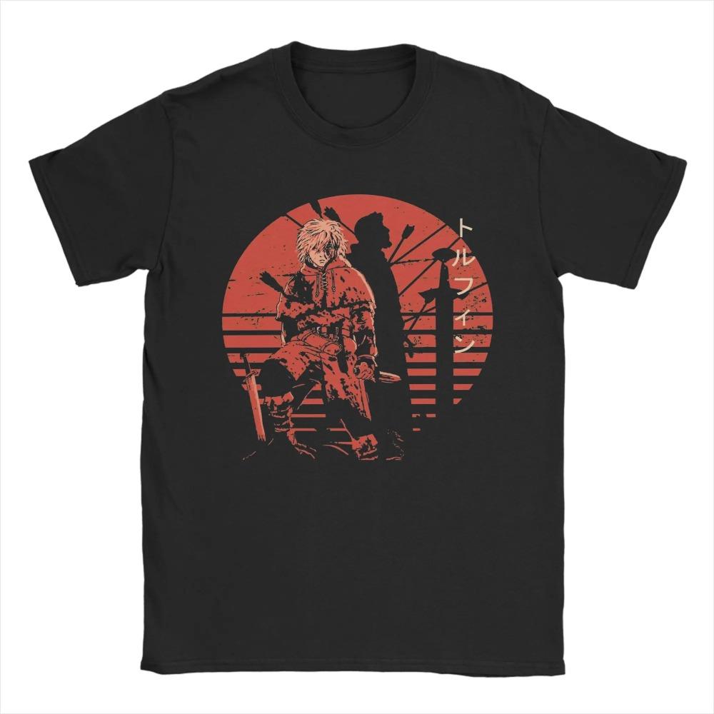 Lustiges Thorfinn Vinland Saga T-Shirt Herren Rundhals 100% Baumwolle T-Shirts Kurzarm T-Shirt Bedruckte Kleidung