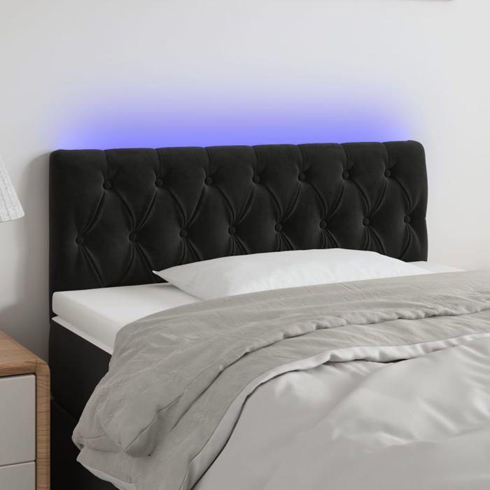 VidaXL Tête de Lit à LED Meuble de Chambre à Coucher Accessoire de Lit Simple Tête de Cadre de Lit Intérieur Noir 3121992