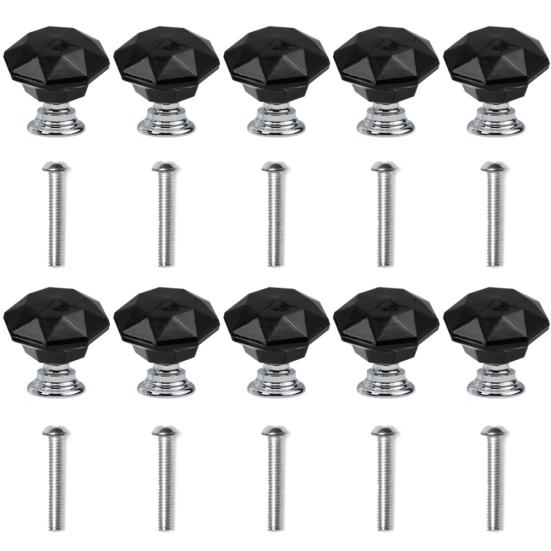 10Pcs 30mm K9 Crystal Glass Zinc Alloy Pull Handle Knobs for Door Cabinet Drawer