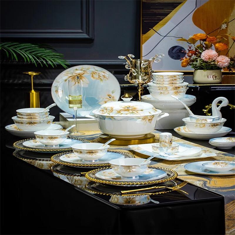 Tao Zhi Light Luxury Chinese Ceramic Dinnerware Set