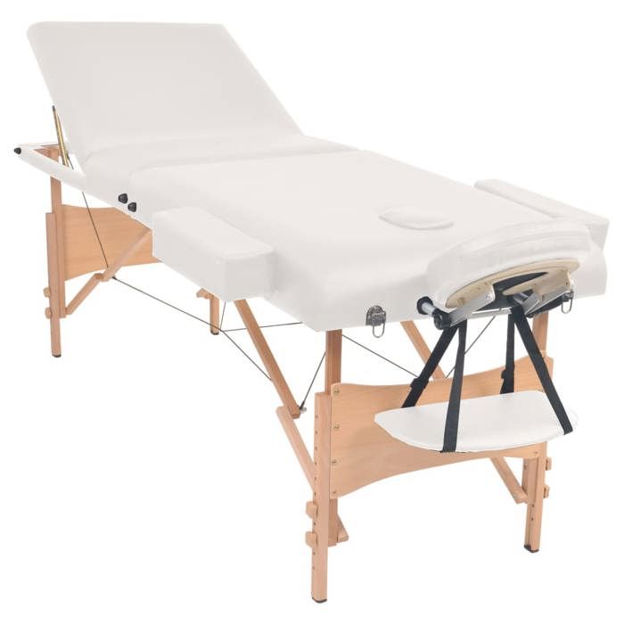VidaXL Table de massage pliable et tabouret 10 cm d'épaisseur Blanc 110156