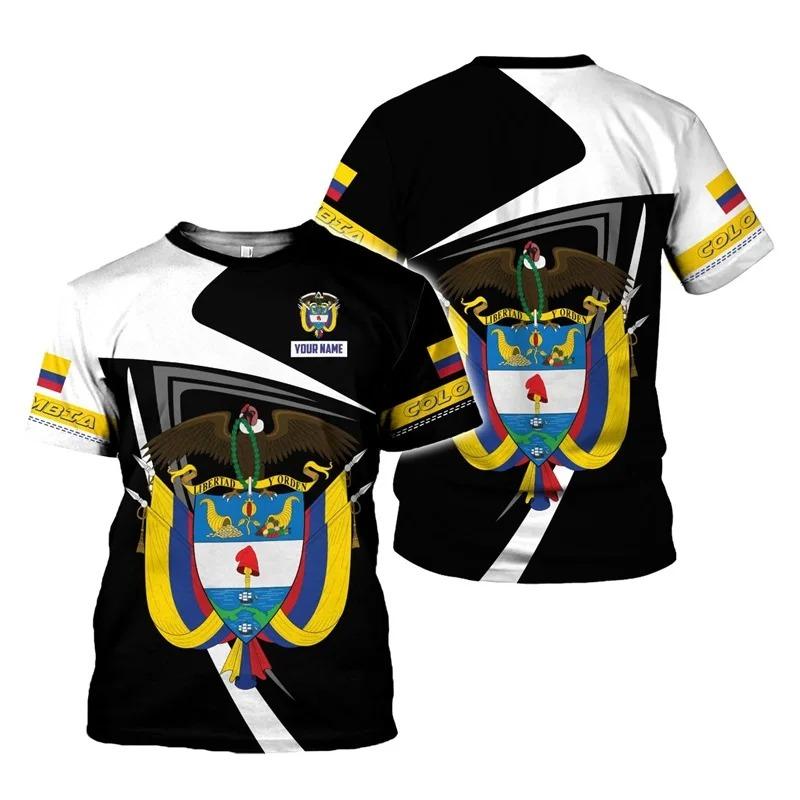 Full Print Colombia Flag Graphic Tshirts For Men New In Casual Crew Neck Short Sleeve T Shirt Streetwear Men's Oversized Tees
