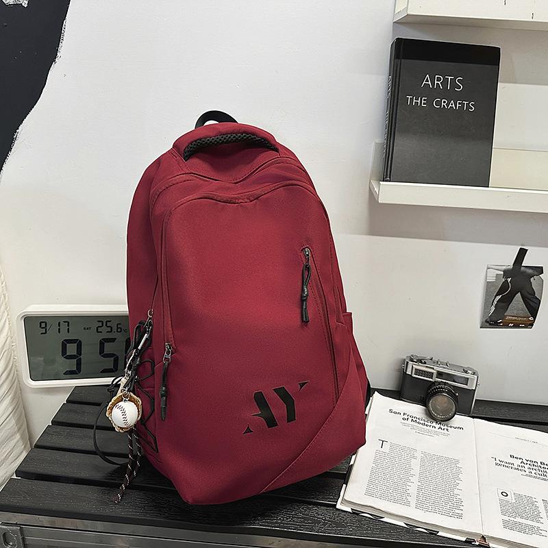 high school student casual versatile large capacity travel backpack female junior high school student backpack tide single bag красный