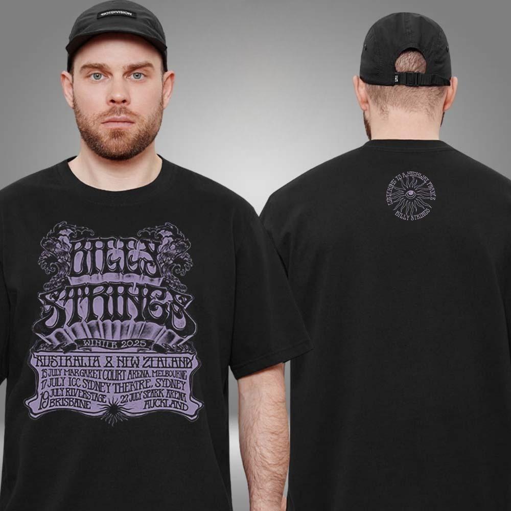 

Billy Strings Exclusive Merchandise 2025 Tour Australia & New Zealand Tour List Schedule Two Sided Unisex T-Shirt M