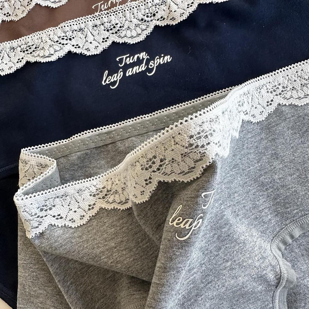 9266 Chic and Affordable Ballet-Inspired Women's Lace Trim Cotton Panties, Mid-Rise