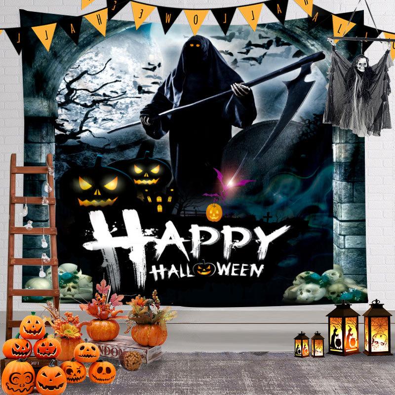 

Хэллоуин Декор Гобелен Жуткий Тыква Фонарь Настенный Гобелен Домашний Декор Хиппи Ужас Гобелен Декор Стены Комнаты Фон Ткань 100x75cm