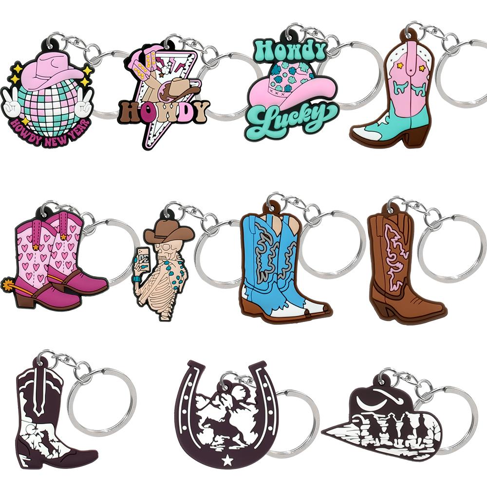 1PCS PVC Cute Keychain New Arrival Cowboy Boots  Custom Key Chain Anime Accessories Handbag Pendant Kids Toys Keyholder