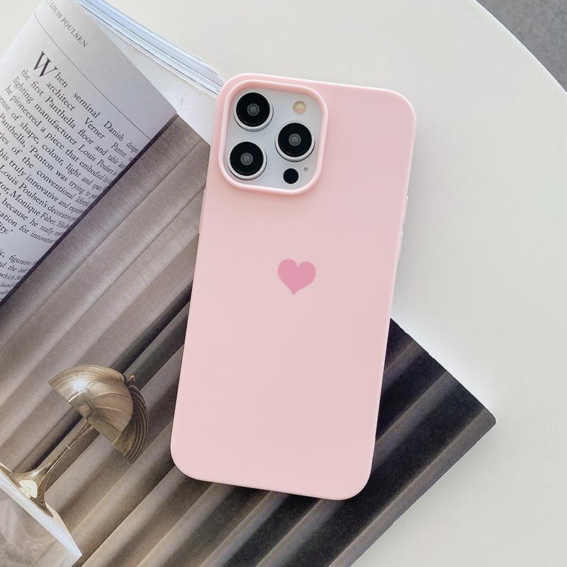 Matte Candy Color Love Heart Soft TPU Case For iPhone 14 13 12 11 Pro Xs Max 8 7 Plus X Xr SE Frosted Back Cover Silicone Shell