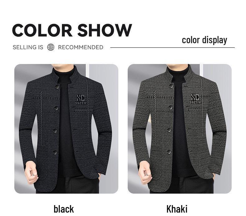 2025 Autumn/Winter Men's Wool Coat for Middle-Aged and Elderly – Business Casual Dad Style, High-Quality Outerwear.