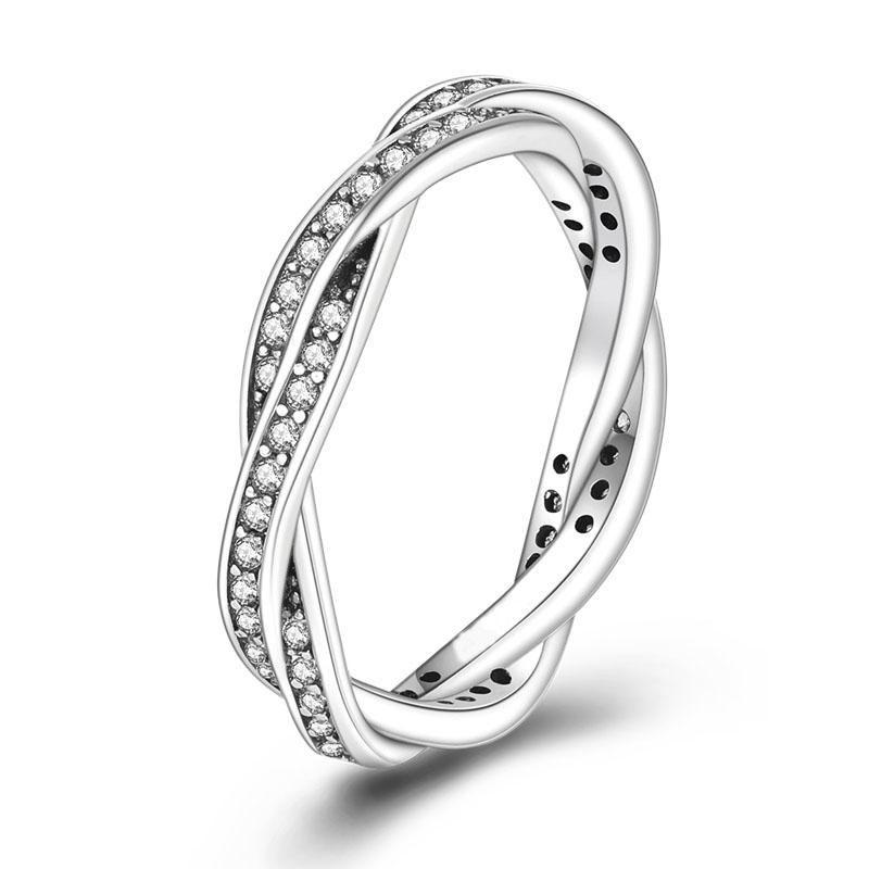 2023 Fashion Silver Plated Princess Tiara Crown Sparkling Love Heart Rings for Women Jewelry Anniversary Gift
