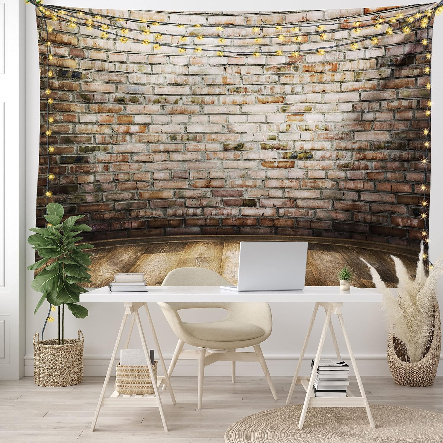 Brick Wall Tapestry Vintage Faded and Colored Brick Printed Wall Cloth Art, Wide Wall Hanging for Bedroom Living Room Dormitory 100X70CM
