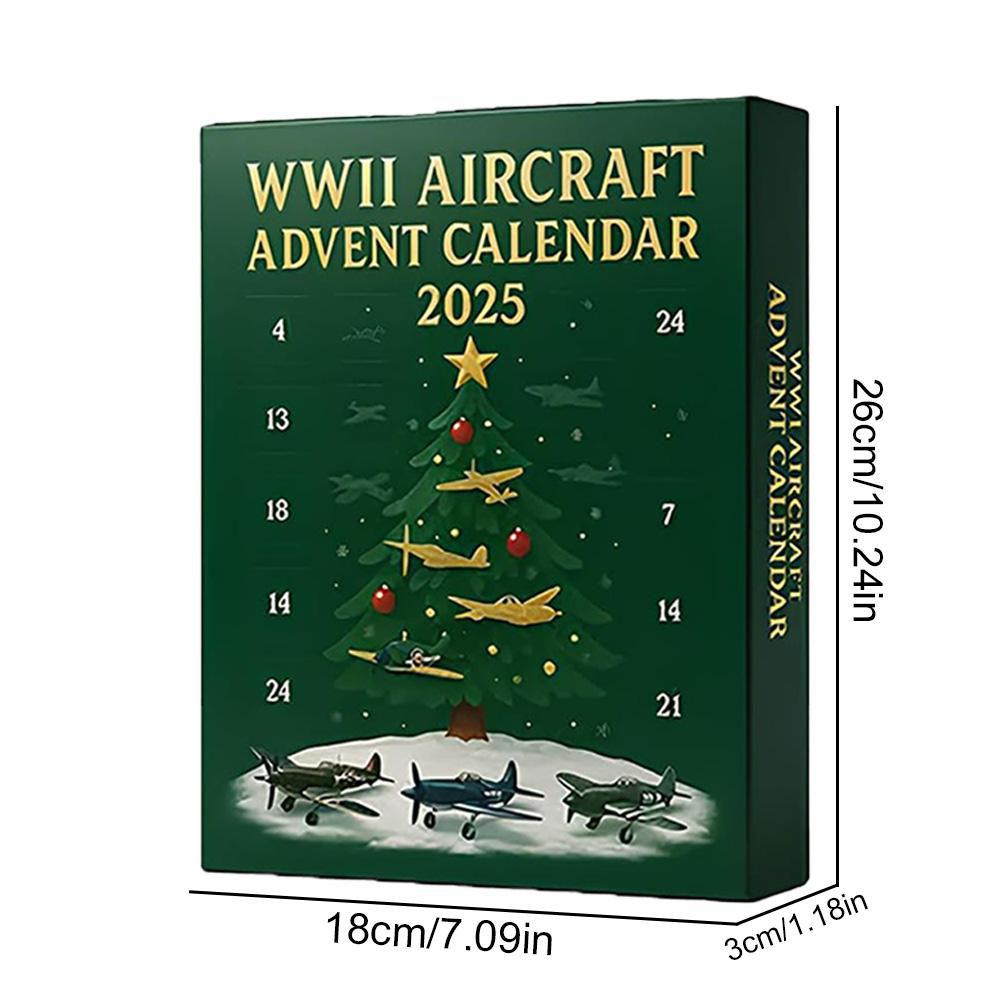 Verbessertes 3D Zweiter Weltkrieg Flugzeug Adventskalender 2025 Mit 24 2D Acryl Einzigartige Mini-Kriegsvögel Weihnachten Adventskalender Geschenke Für Aviat