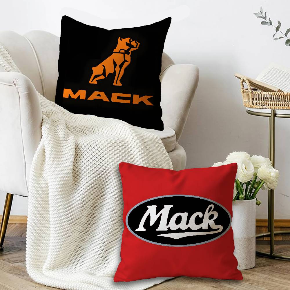 T-Truck Car M-MACKs Logo Pillow Covers Cartoon Sofa Decorative Home Double-sided Printing Short Plush Cute Cushion Cover