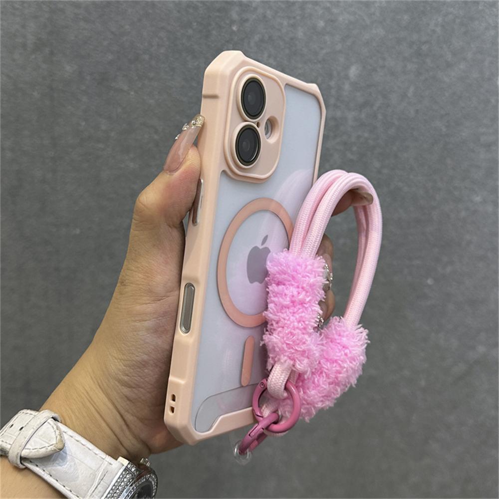 Air Bag Shockproof Magnetic For Magsafe Wireless Charging Wrist Strap Case For iPhone 16 11 12 13 14 15 Pro Max Plus Clear Cover