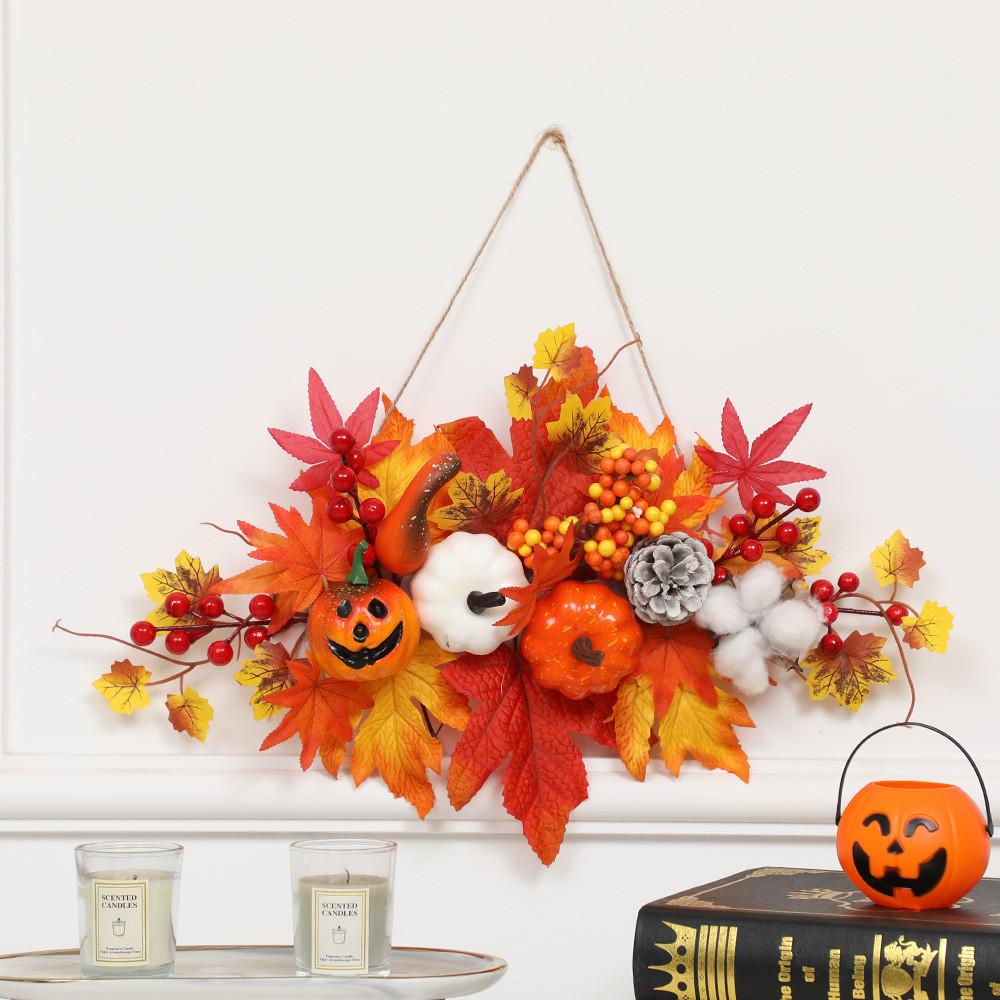 And Halloween Pumpkin Maple Leaf Wall Hanging Ornament For Holiday Decor Home