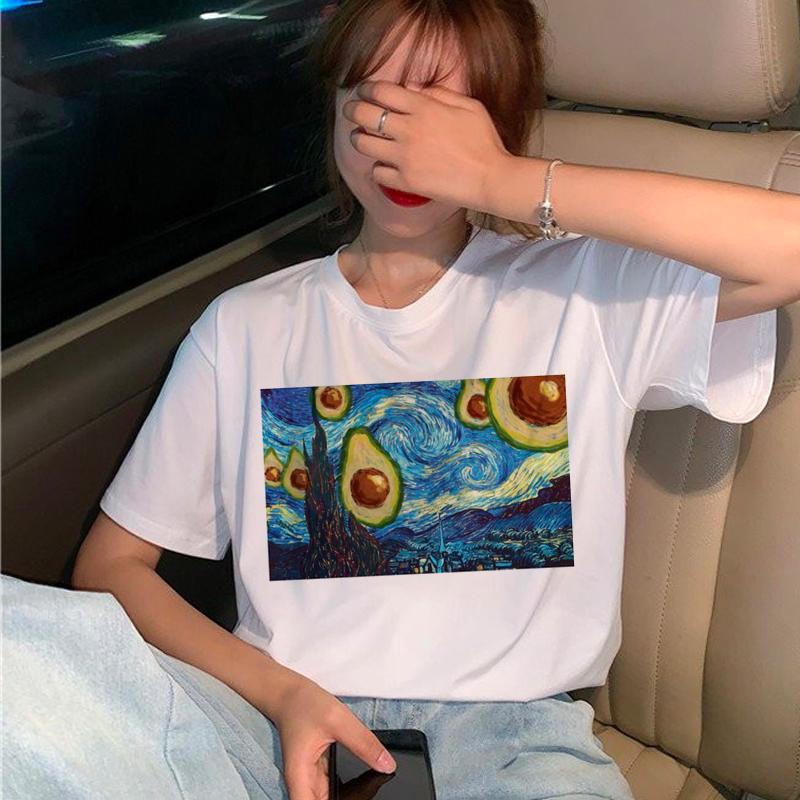 Avocado Vegan T Shirt Women Harajuku Funny Cartoon T-Shirt Ullzang Korean Style Small Fresh Tshirt 90S Fashion Top Tees Female