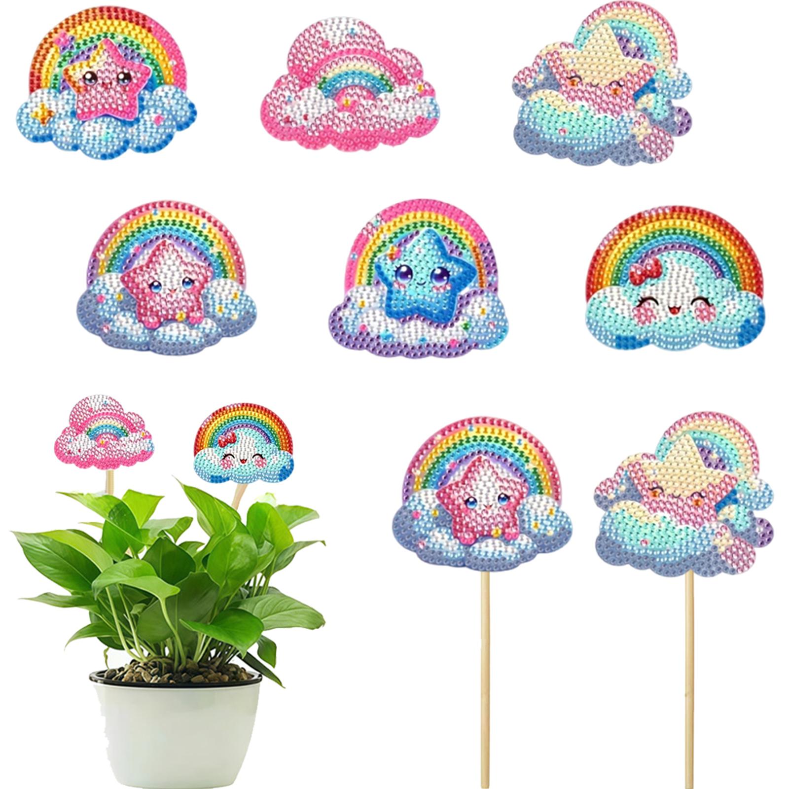 

6Pcs Animal Stakes Diamond Painting Kits DIY Diamond Art Kits Diamond Art Craft Kits for Flower Plant Pot