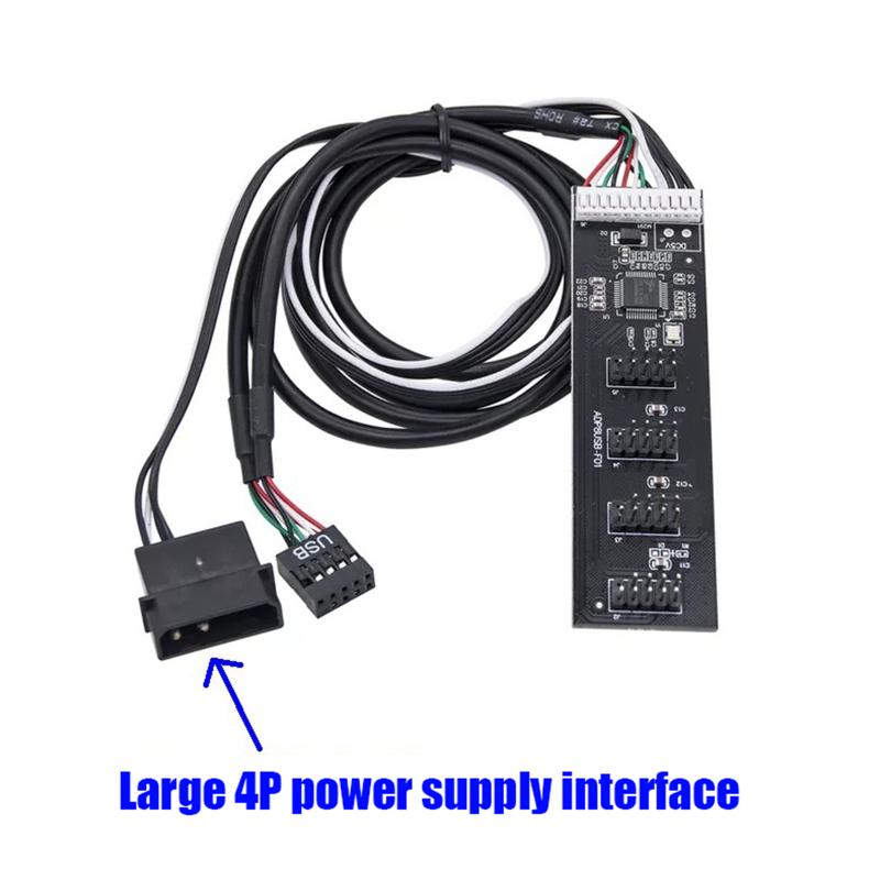 USB Adapter USB Splitter 9Pin To 4x 9Pin Splitter To 8 Port USB2.0 HUB Riser Card With 60cm Extension Cable For Desktop Computer