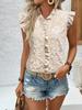 Nuevo Conjunto de Chaleco de Verano para Mujer Camisa de Manga Corta con Volantes de Encaje Floral