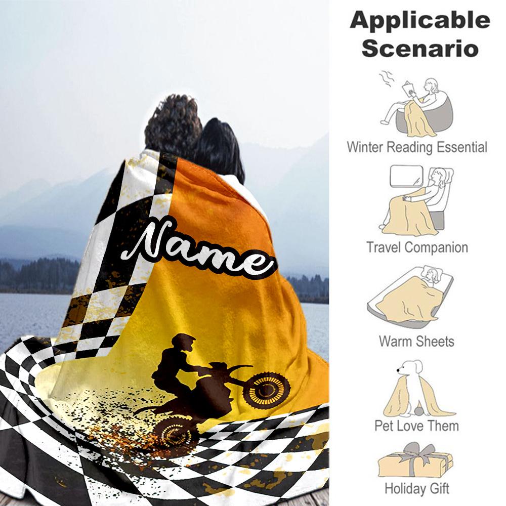 Motorcycle23452 Customize Your Name Blanket Throw Customizable Blanket Soft & Cozy Versatile for Living Room Bed Nap Livingroom Ideal for All Seasons