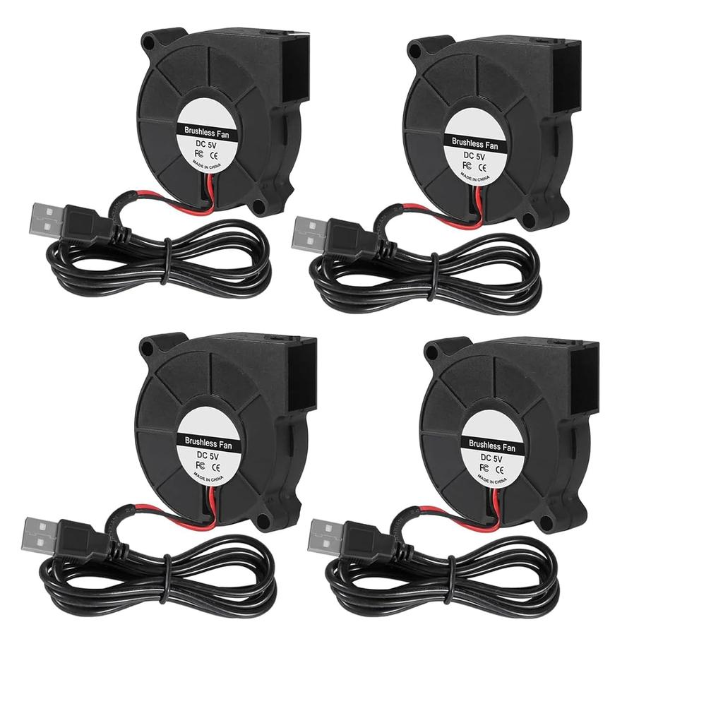 4PCS 5015 USB 5V Blower Cooling Fan 50mm x 50mm x 15mm 5V USB Blower Fan for Small Appliances Series Replacement
